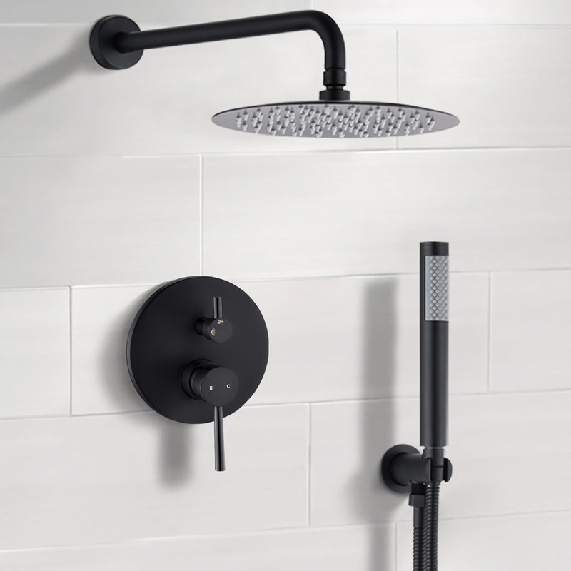 10" Matte Black Shower Head Pair: Rain And Handheld, Brass For A Comfortable Showering With Relaxing Bathing Experience