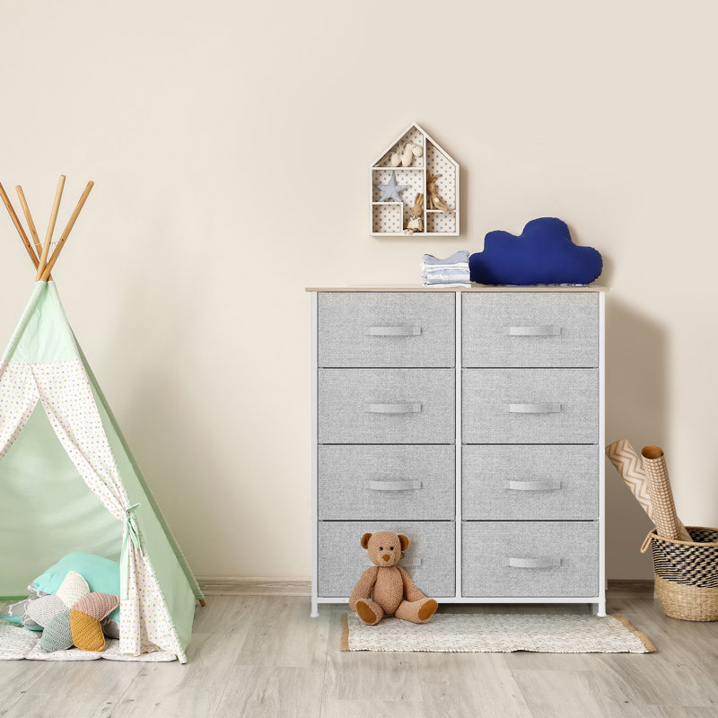 Hise 33.7'' W 8 - Drawer Dresser, Light Gray