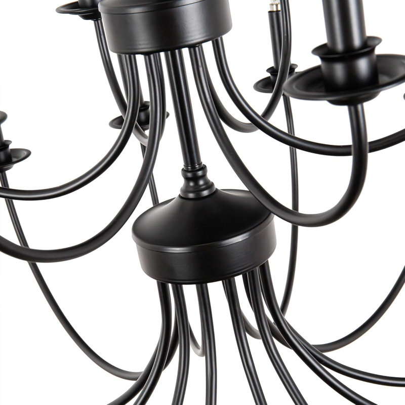 Vintage Black 18-Light 2-Tier Industrial Farmhouse Chandelier