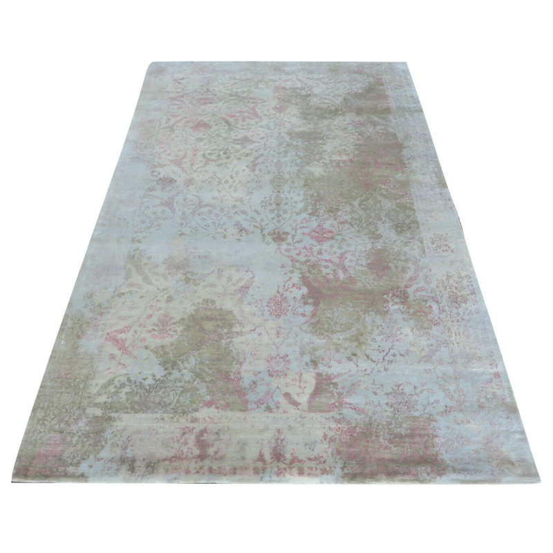 Tapis de zone one-of-kind noué la beige/rose 6 pi 1 po x 9 pi 3 po