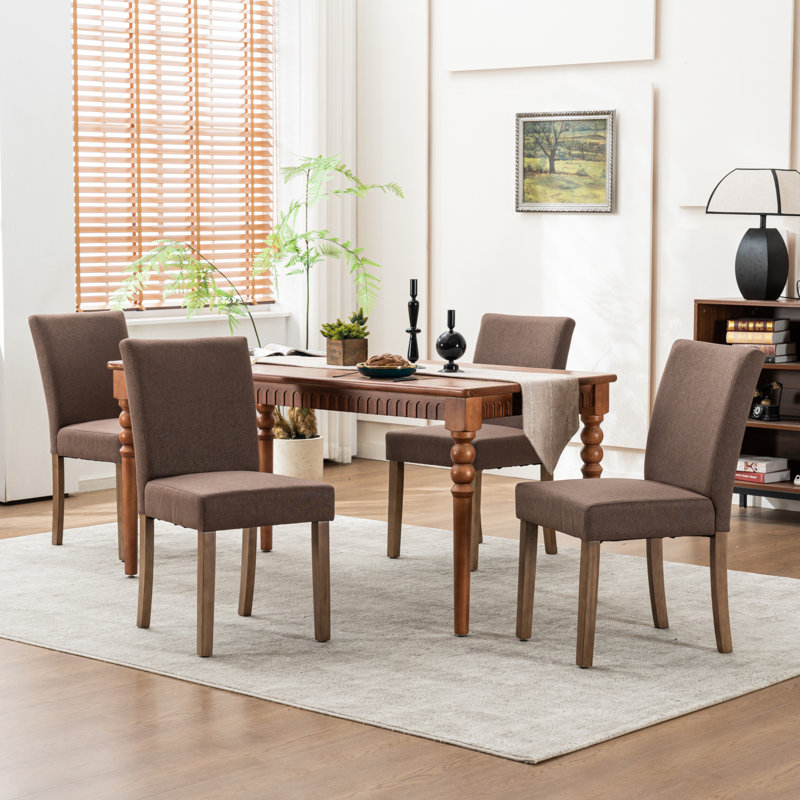 Chaise de salle à manger rembourrée, chaise de cuisine Parsons moderne, chaise d'appoint à haut dossier avec pieds en bois massif