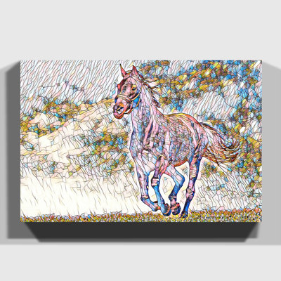 Black Horse Running - Wrapped Canvas