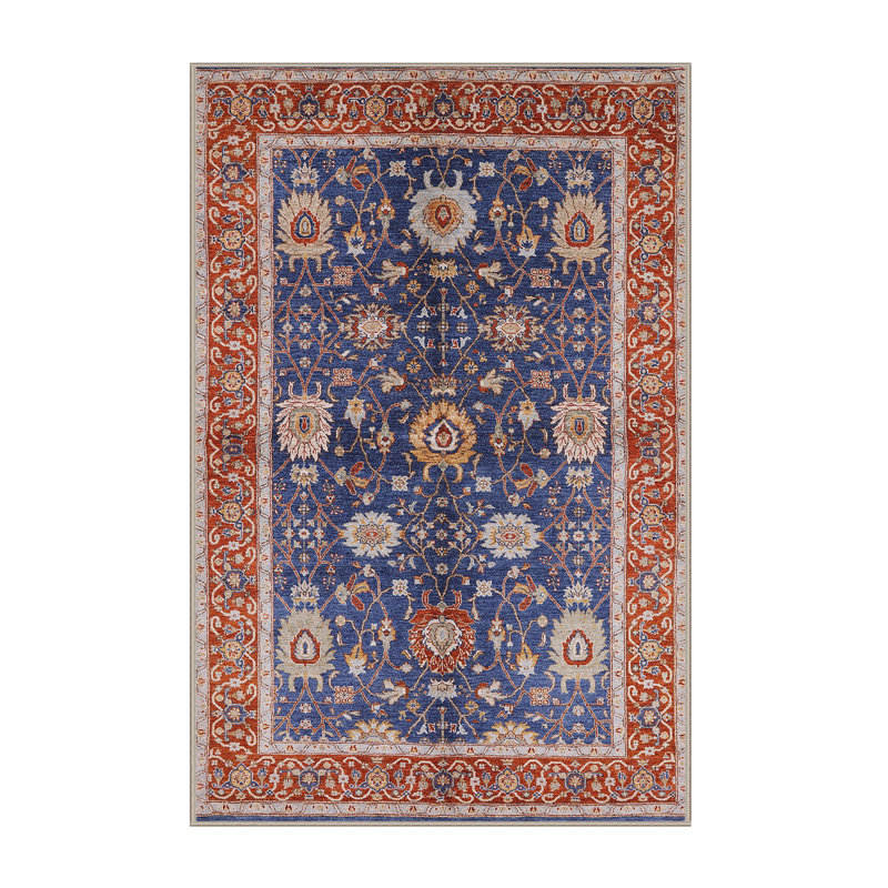 Tapis oriental rouge / bleu Khoyank, Rectangle 8 pi x 12 pi