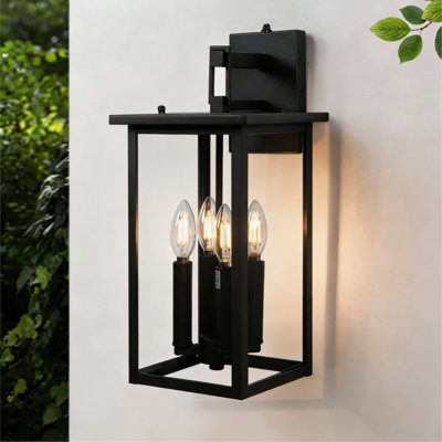 Droagh 4-Light 17.3'' H Outdoor Iron Wall Lantern with Dusk to Dawn Sensor
