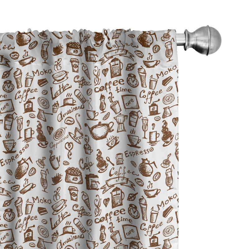Paire de rideaux semi-transparents avec passe-tringle Coffee, 28 po x 84 po