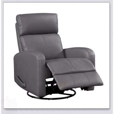 Luxury Mocha Leather Glider Recliner With Swivel, High-Density Foam Cushions, And Durable Solid Wood Frame For Ultimate Comfort