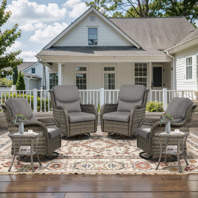 Koba 6-Piece Outdoor Conversation Set – Patio Swivel Glider Chairs with Side Tables & Cushions
