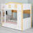 Wood Bunk Bed with House-Shaped Guardrails, Built-in Storage Shelves & Pull-Out Trundle-275788643