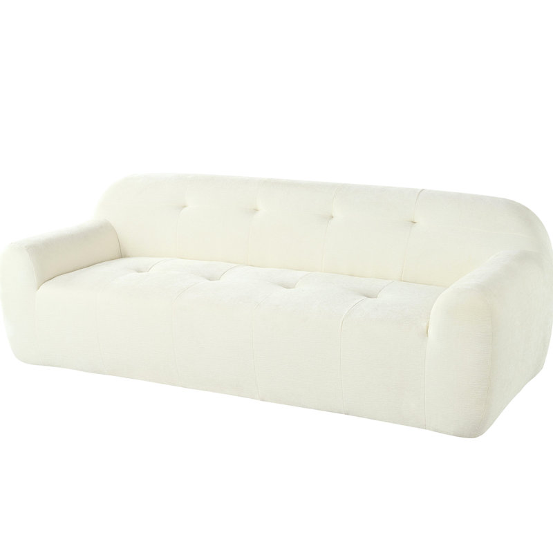 Chenille en U à 3 places avec compression à éponge complète, ressorts ensachés, profondeur d'assise de 23,6 po, parfaite pour les endroits restreints pour se détendre à la maison