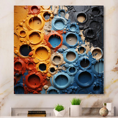 Orange et bleu mouvements fluides, reproduction sur toile