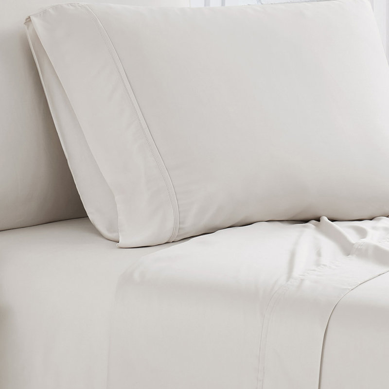 Taies d'oreiller Southshore Fine Linens en bambou couleur os, 100 % rayonne de bambou, tissage satiné 300 fils/cm², finition soyeuse, lot de 2, format Queen/Standard
