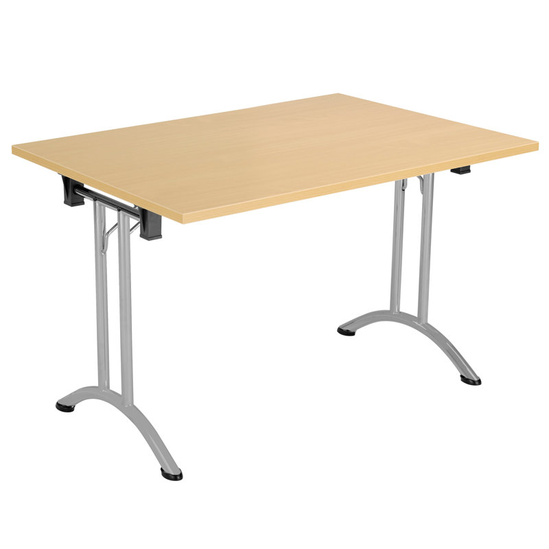 Buariki Rectangle Modular Training Table, Silver, Oak, 72.5cm H x 120cm W x 80cm D
