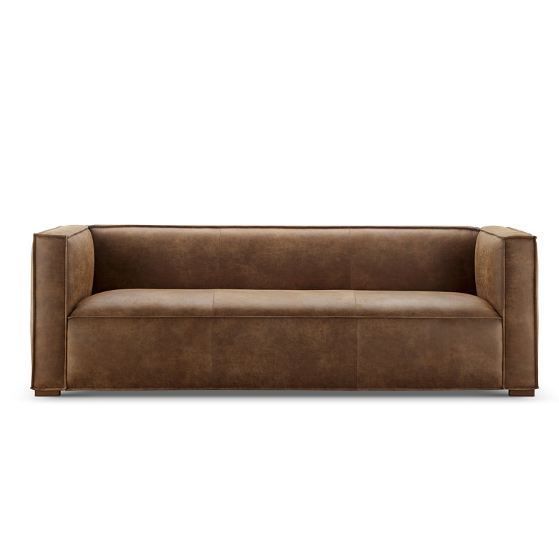 Jayci 83.3'' Square Arms Sofa, Chestnut Mixed Fabric