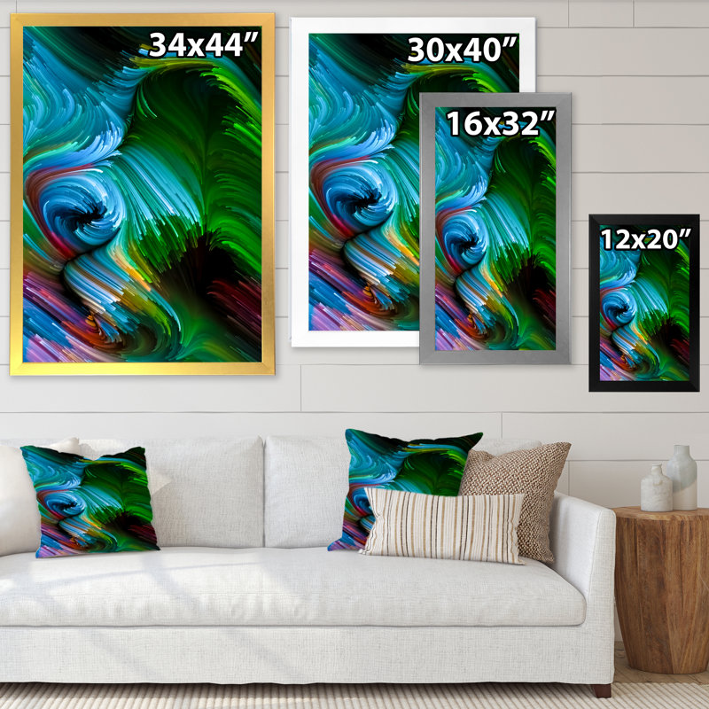 Art coloré moderne sur toile, Cadre noir, H 20 po x l 12 po x P 1 po