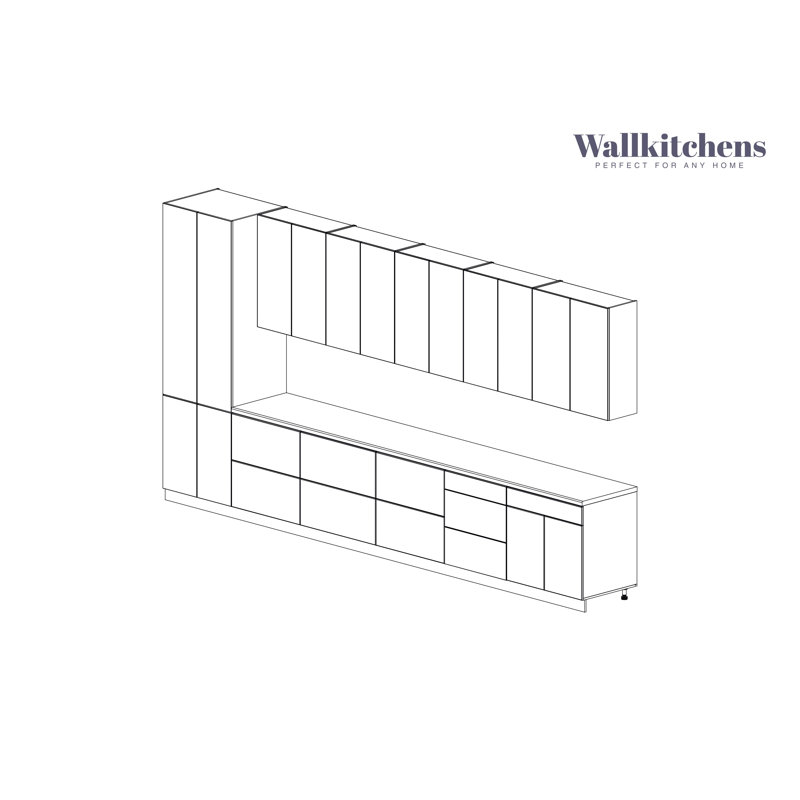 Ensemble d'armoires de cuisine en panneau de fibres à densité moyenne (MDF) H 96 po x l 182 po x P 24 po FK-CELESTIAL