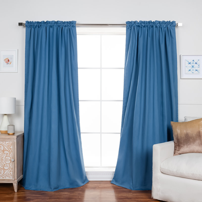 Rideau en mélange de coton Desma, L 52 po x L 84 po, Bleu