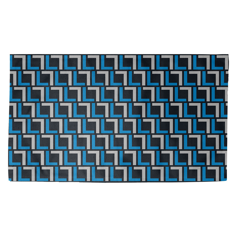 Tapis géométrique gris / bleu / bleu marine foncé, Rectangle 3 pi x 5 pi