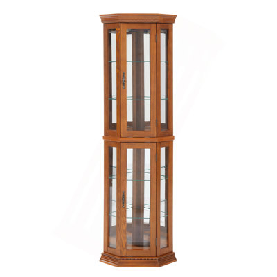 Gorgeous Glass Display Cabinet With Adjustable Shelves And Illuminated Interior, A Stunning Showcase For Your Treasured Collections.