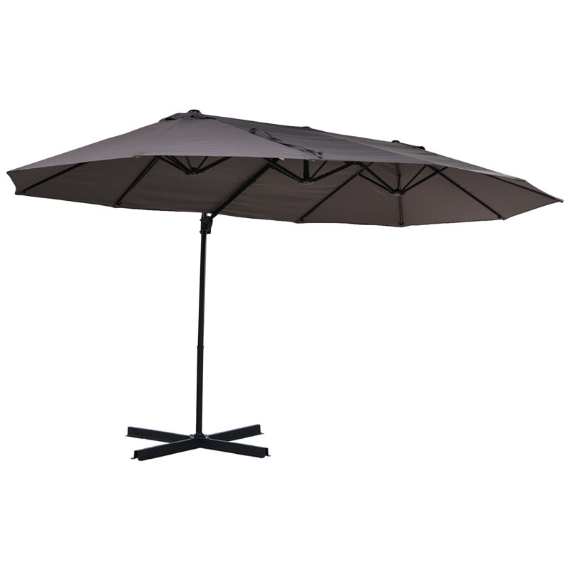 Brezhoneg 270cm X 440cm Rectangular Market Parasol, Grey