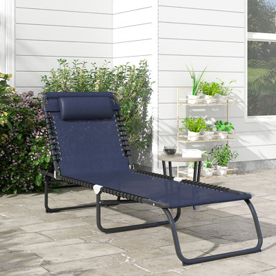 Chaise longue pour bronzer - dossier réglable 4, filet respirant bleu foncé pour siège de piscine pliable, détente en plein air