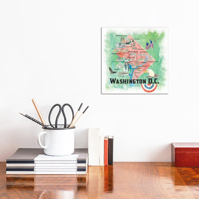 Washington DC USA Illustrated Travel Poster by Markus & Martina Bleichner - Painting on Canvas