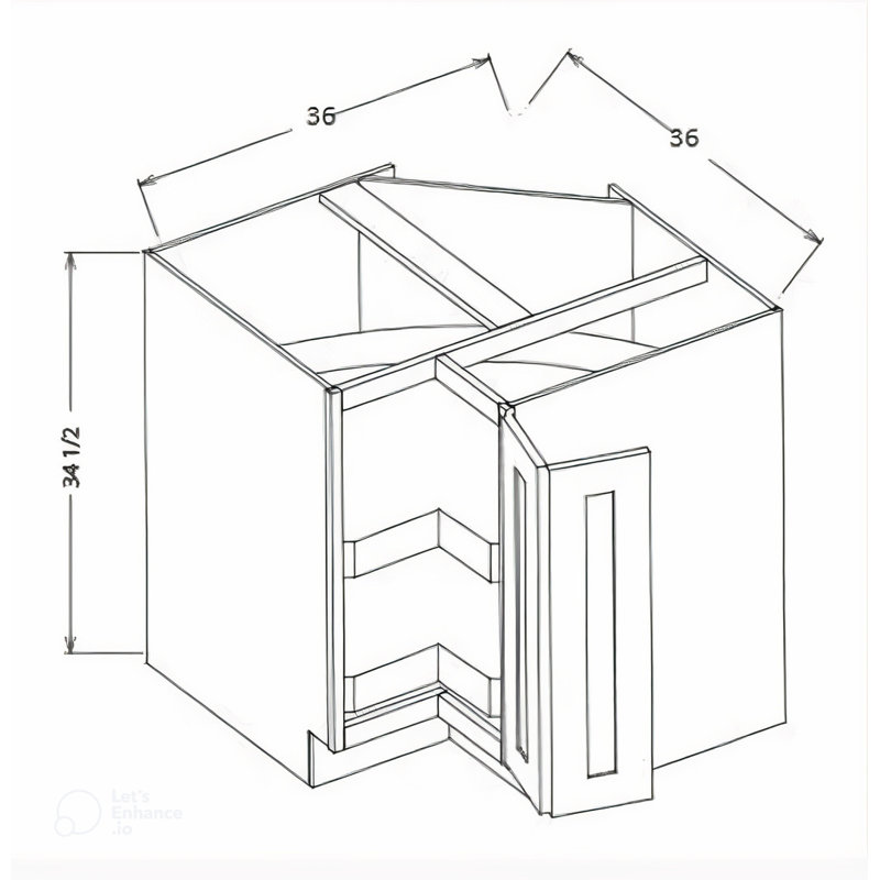 Armoire blanche prête à assembler à base de cuisine Lazy Susan, H 34,5 po x l 36 po