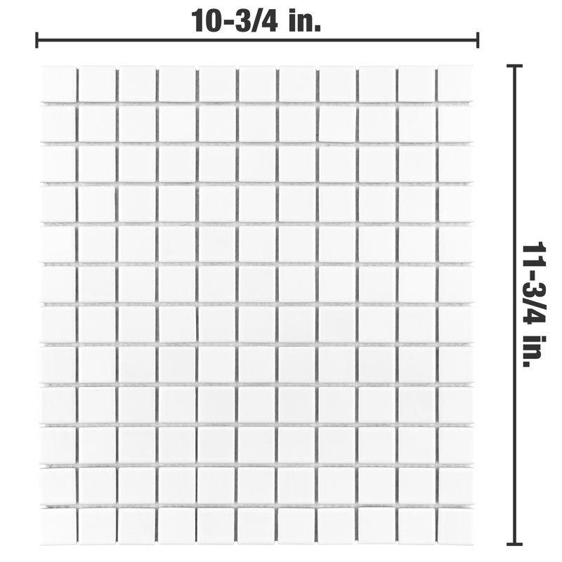 Metro 1" Square Matte White 10-3/4" x 11-3/4" Porcelain Mosaic Tile