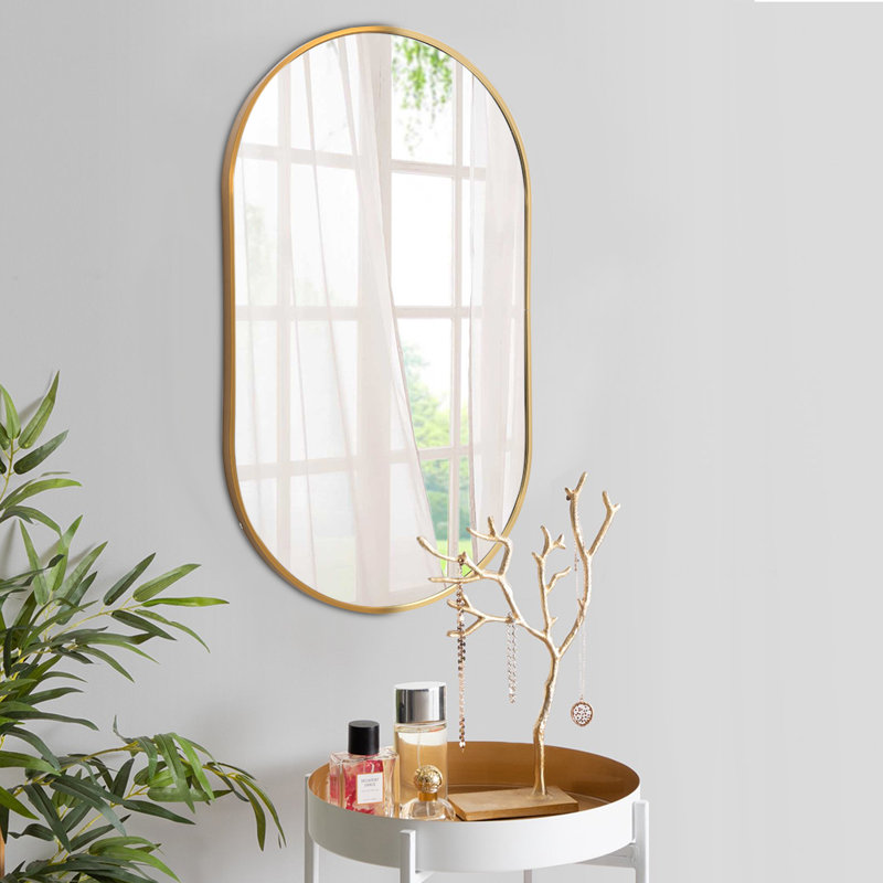 Loy Oval Wall Vanity Mirror, Gold