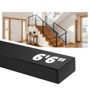 6'6" Stainless Steel Black Handrail For Cable Railing System, Rectangular Flat Top Rail With End Caps, Cuttable Deck & Stair Handrail For Indoor Outdoor Diy Balustrade