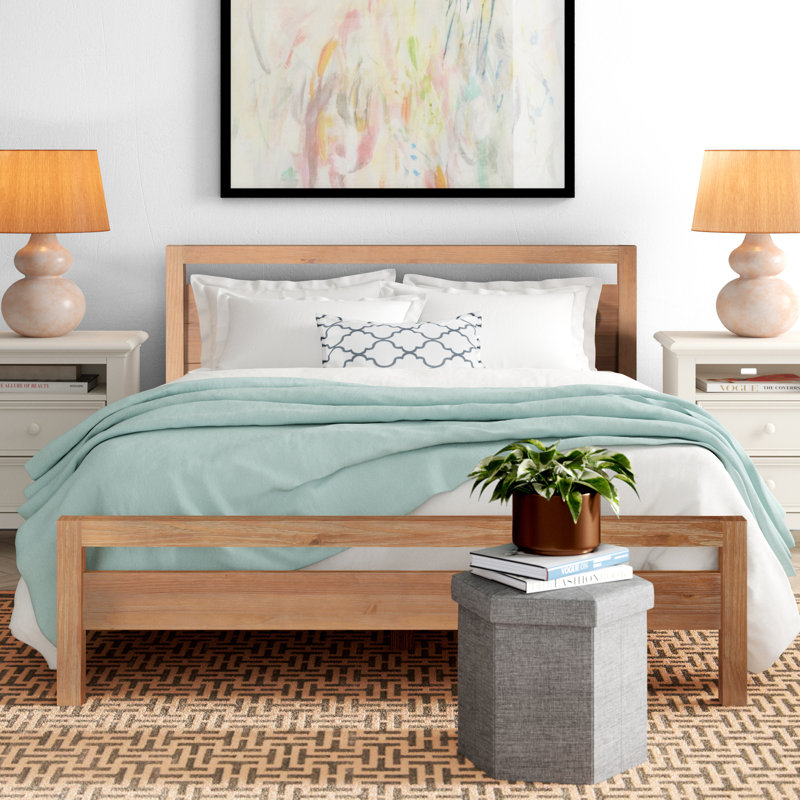 Ensemble de chambre configurable avec lit plateforme en bois massif Montauk, Acacia