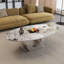 Table basse moderne en pierre frittée de 49,2 po avec base en O en acier inoxydable - H 15,6 po
