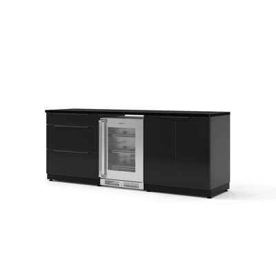 Outdoor Kitchen 5 Piece Aluminum Cabinet Set with 32 & 56 in. Nano Black Engineered Stone Countertops