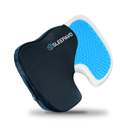 Cooling Gel Seat Cushion  Black Memory Foam Seat Cushion for Office Car  Airplane Chair