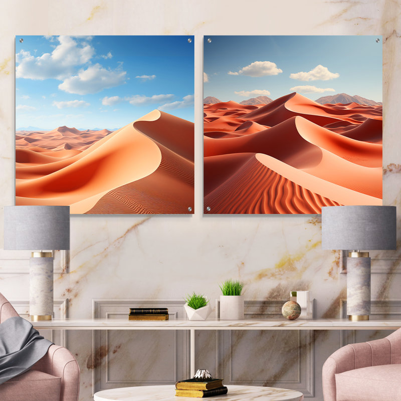 Mariolina - Ensemble de 2 peintures murales en acrylique Desert, H 16 po x l 33 po