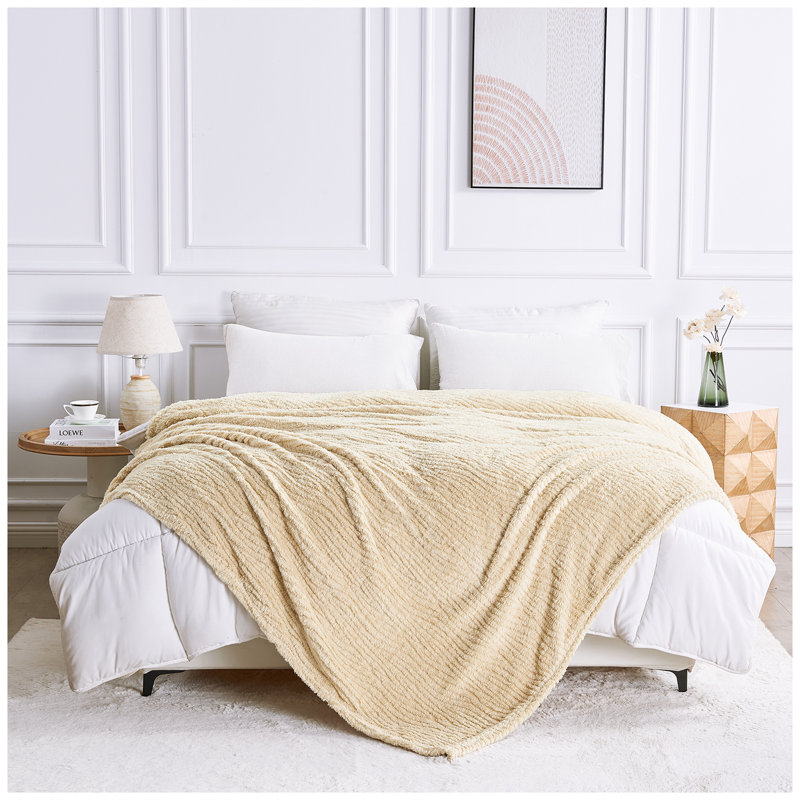 Ardith Standard Throw Blanket, 200cm W x 240cm L, Natural