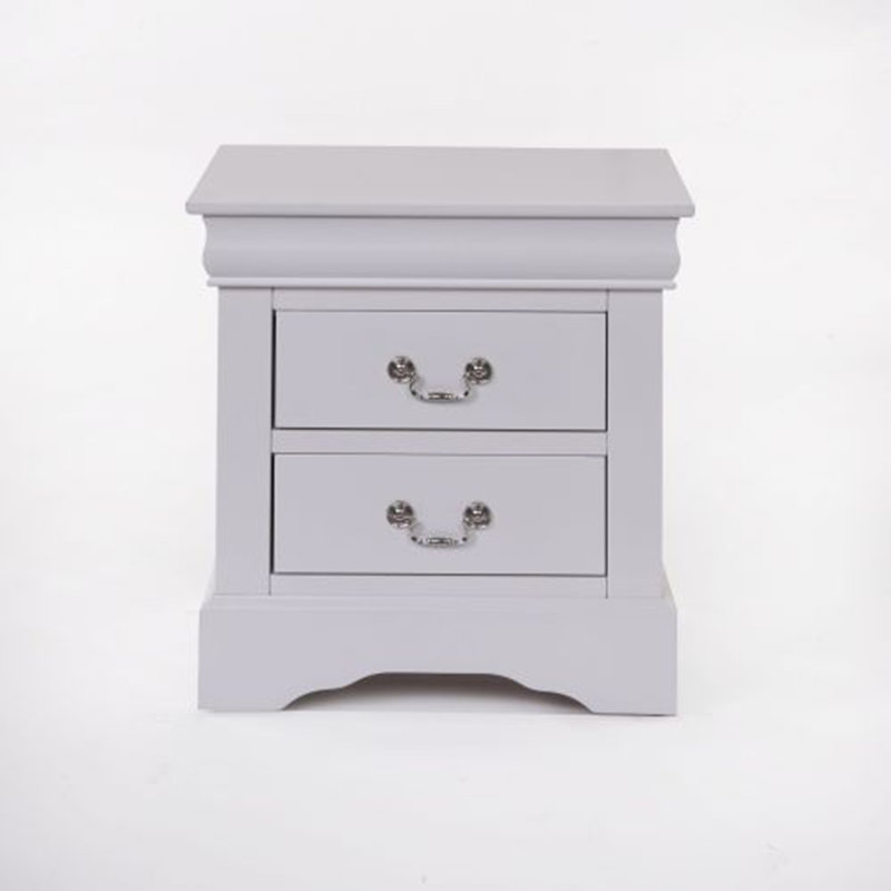 Kashton Nightstand with Storage Drawers & Metal Handles, White