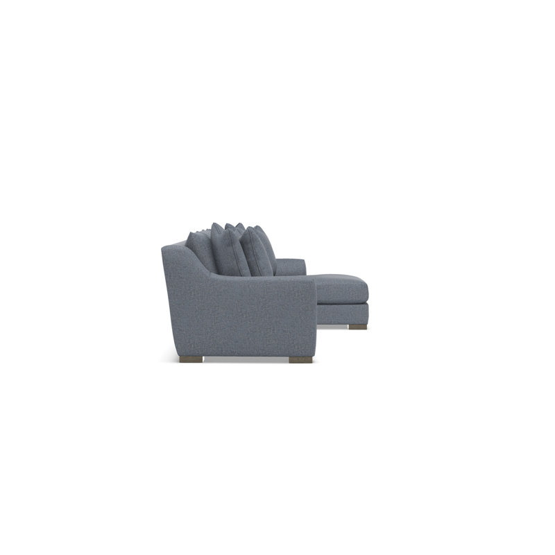 Gabi 3-Piece Fabric Sectional, Teal Polyester, 35" H x  135" W x 63.5" D, Right Hand Facing