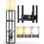 2 ports de charge et 1 lampe sur pied avec tablettes de prises de courant, noir mat