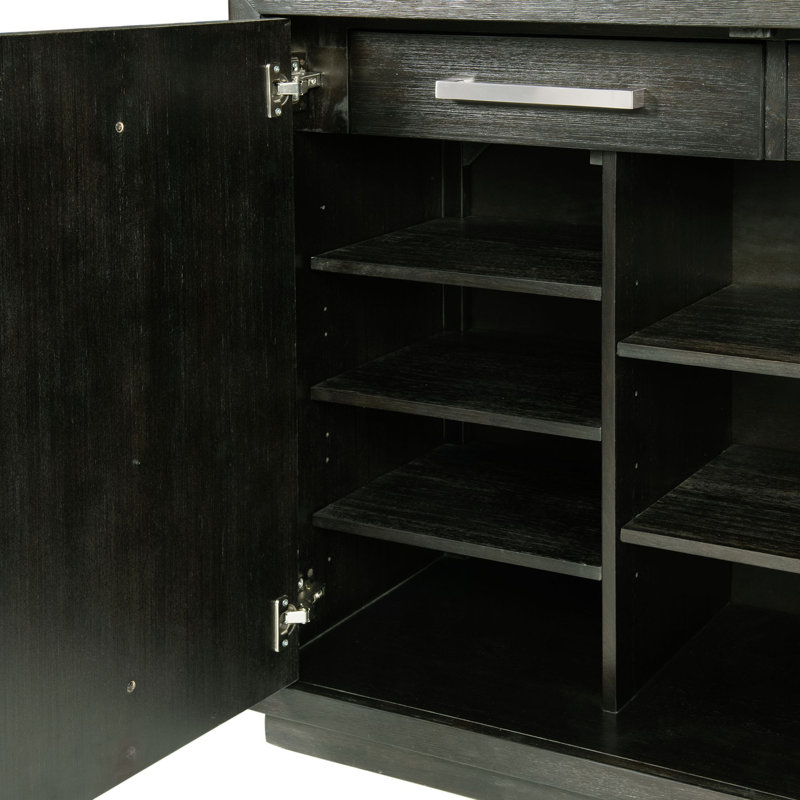 66'' Dark Gray Wood Grain Sideboard with Chrome Pulls
