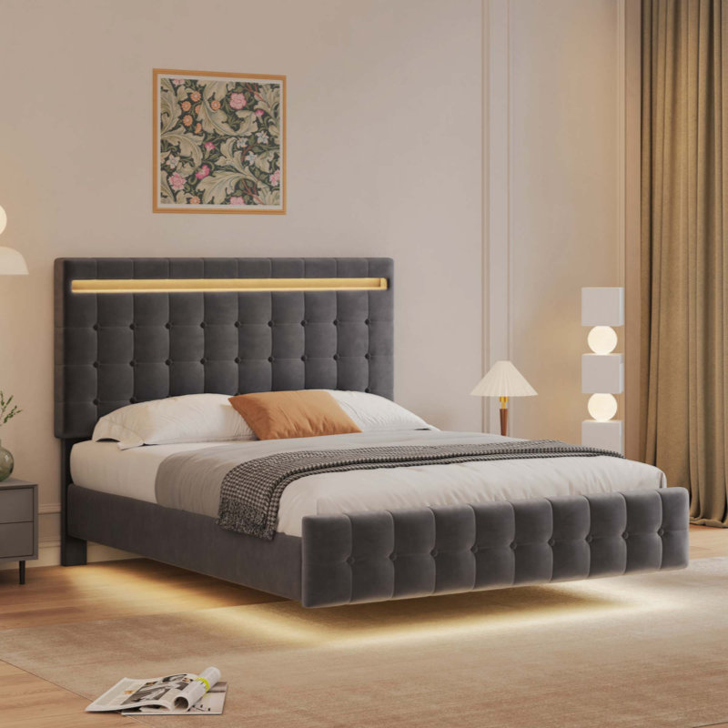 Floating Bed Frame With LED Lights