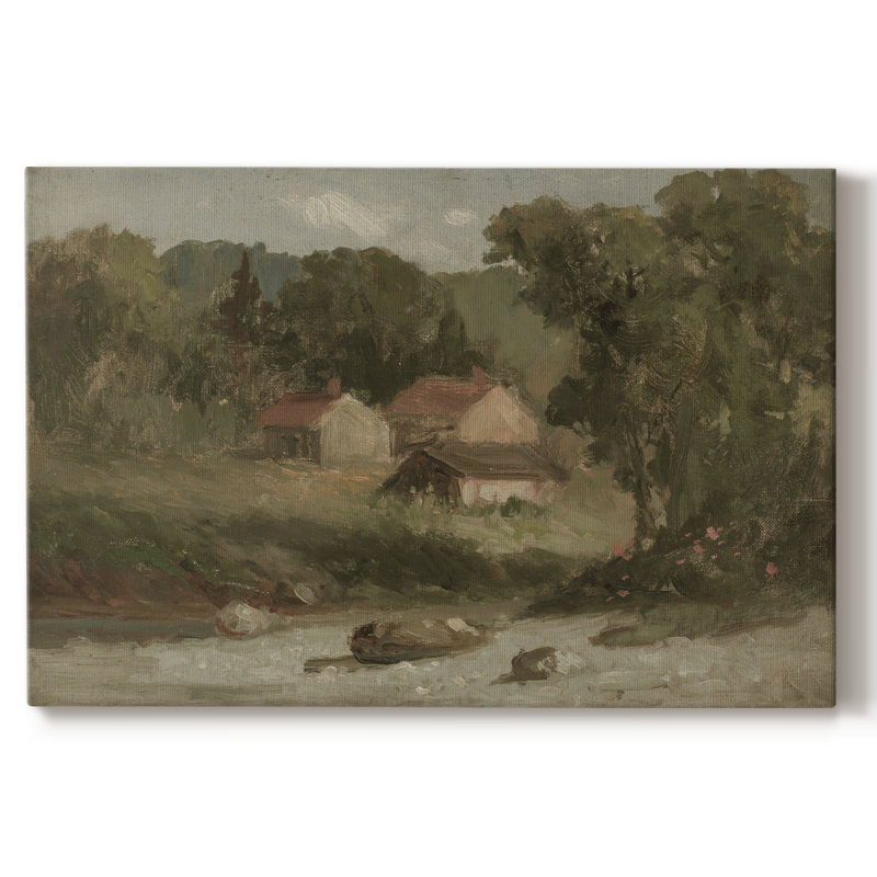 Paysage rétro - DCXVII - Toile tendue avec châssis, Toile tendue, H 41 po x l 61 po x P 1,5 po