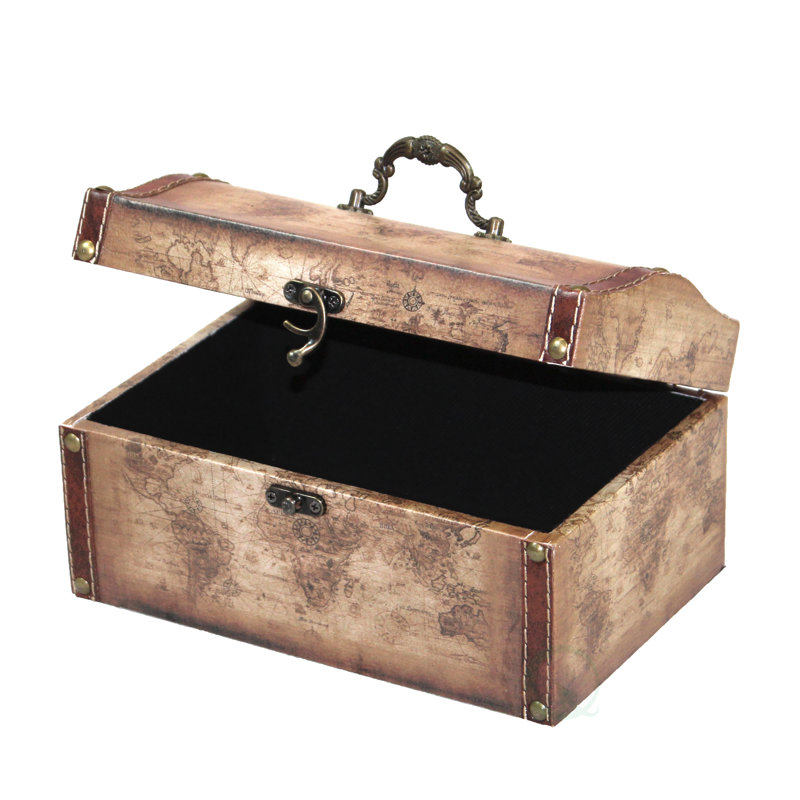 Boîte à trésor style rétro en cuir old world map Westbrooks