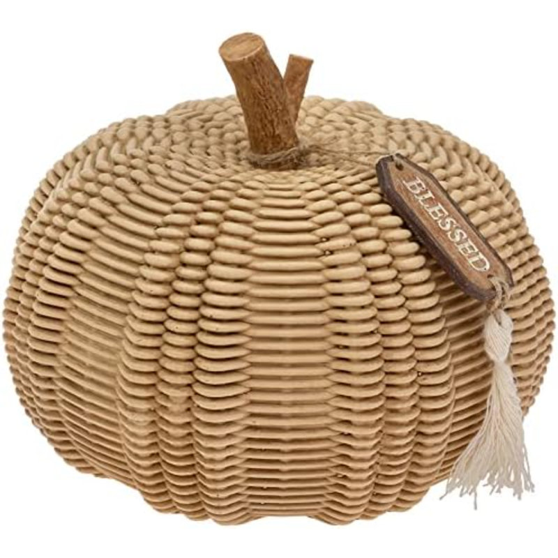 Pumpkin Décor Autumn & Fall Decorations, Large, Wicker Textured