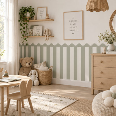 Adhésif décoratif demi-rayures 192 po vert sauge 192 pouces de hauteur, 40 pouces de hauteur