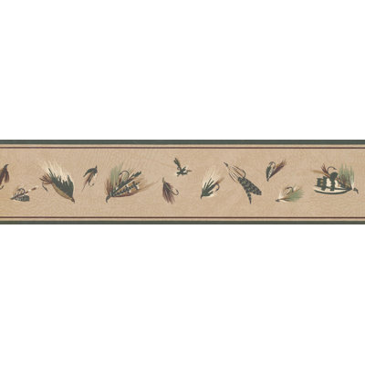 Concord Wallcoverings Wallpaper Border Country Pattern Fishing Hooks Feathers For Cottage Farmhouse Hunter''s House, Green Burgundy Brown, 15 Ft By 4.5 In 5CE9CF81C1454ABF925FBFD0DCF4820A