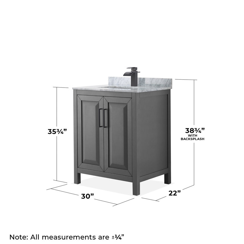 Daria 30'' W Single Vanity, Dark Gray, Matte Black