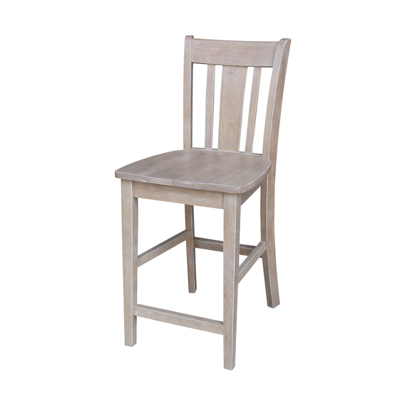  Tabouret de comptoir en bois massif Guzik, Tabouret de comptoir (siège d'une hauteur de 24 p, Taupe-gris délavé