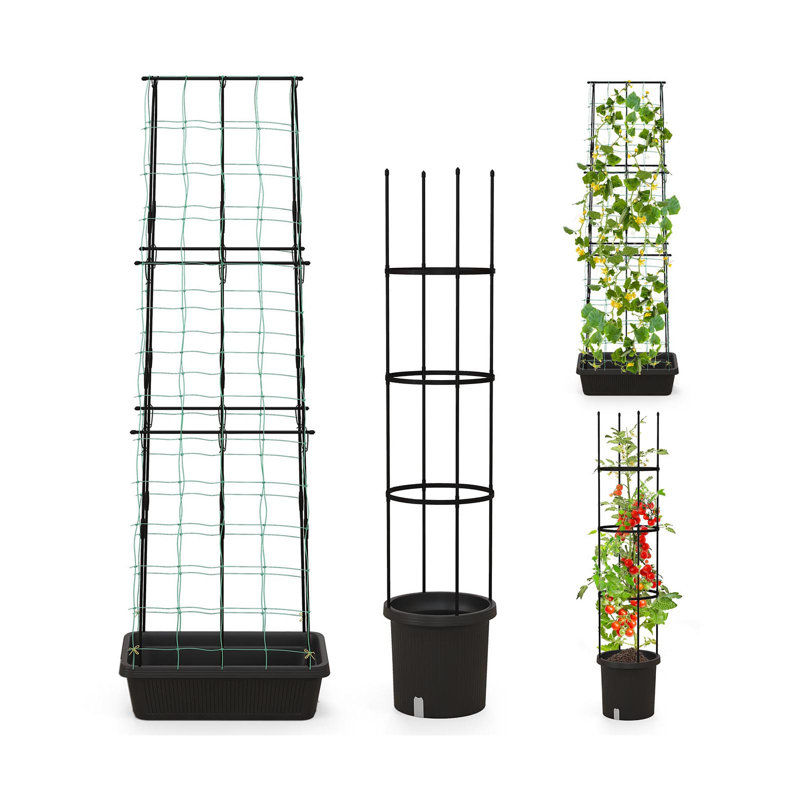 Ensemble de 2 jardinières avec treillis et concombre