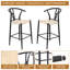 Ensemble de table de pub 3 pièces avec table de bar rectangulaire de 50 po et 2 tabourets de bar en corde de chanvre tissés à la main-134171638
