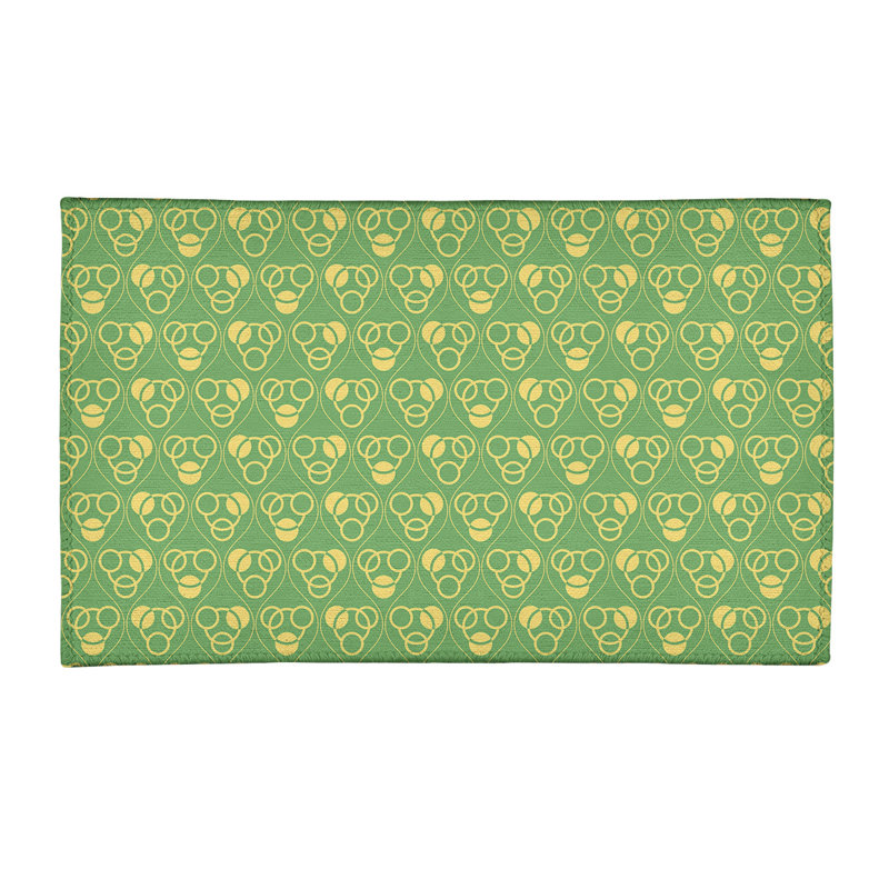 Tapis vert/jaune pour cercles et vagues, Rectangle 2 pi x 3 pi